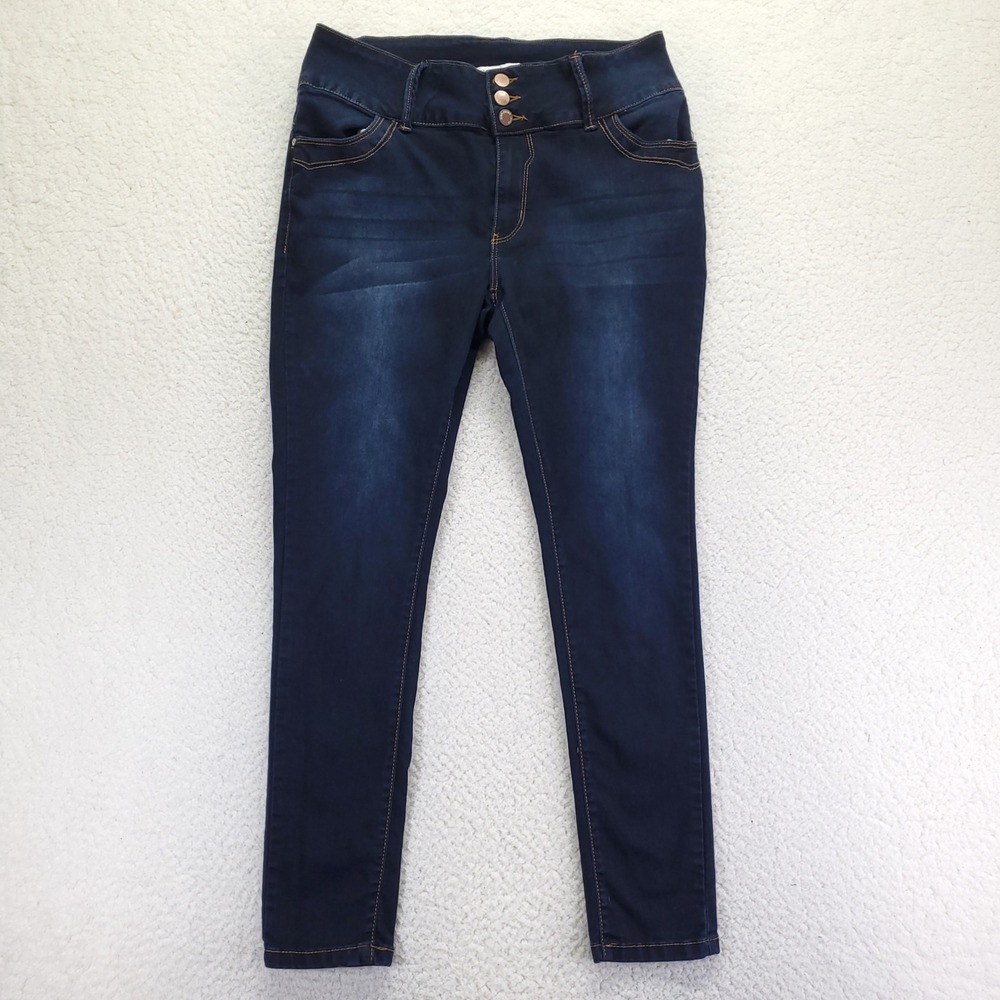 SimplYoung Womens Dark Wash High Rise Skinny Jeans Size 17 Stretch Triple Button